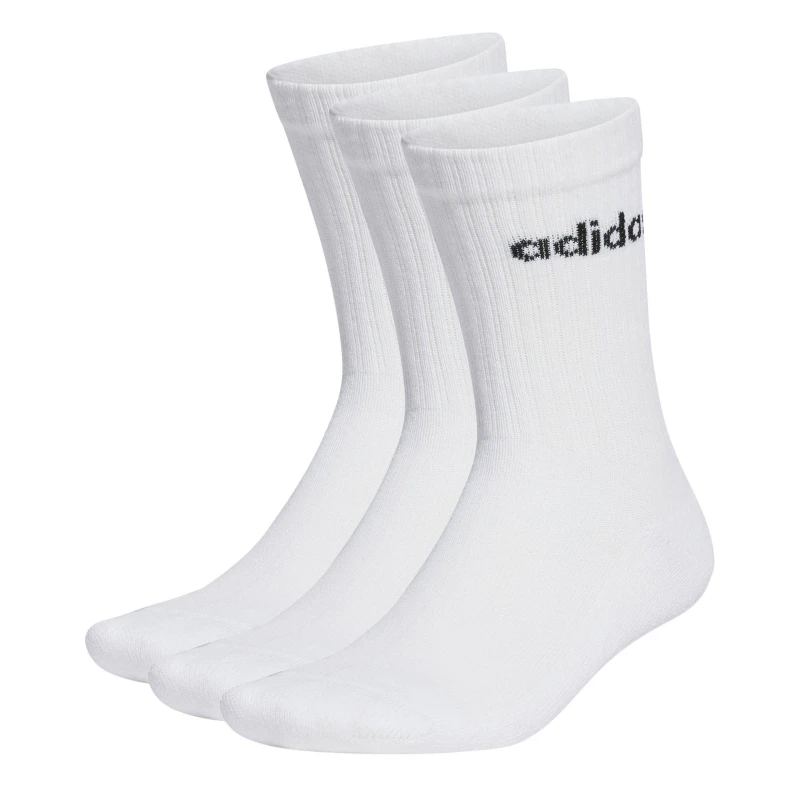 Image of adidas Linear Crew Cushioned Socks 3 Pairs - White White 1 - 6