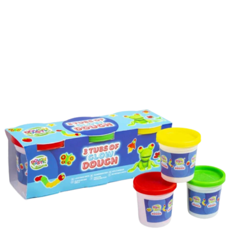 Image of Doughtastic 3 Tubs Of Glow In The Dark Dough 112g Multi