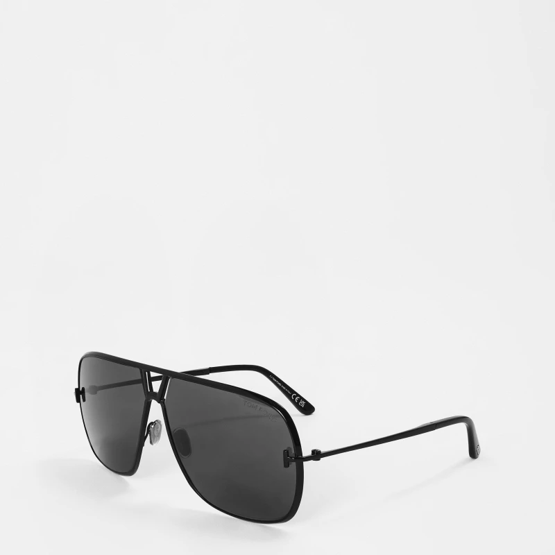 Image of Tom Ford Mens Navigator Aviator Sunglasses Shiny Black male One Size
