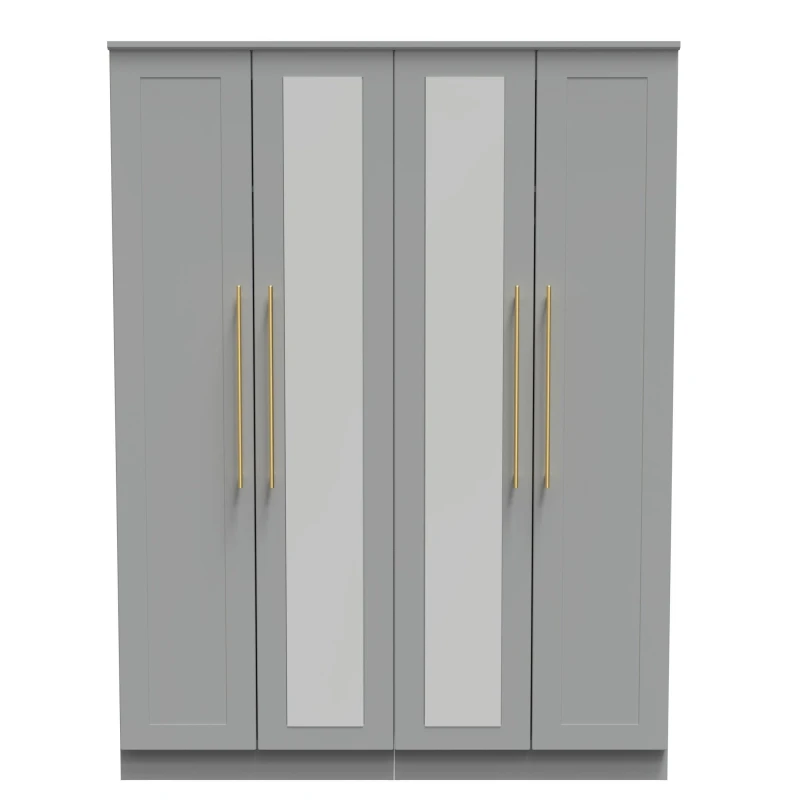 Image of Helmsley Tall 4 Door 2 Centre Mirrors In Dusk Grey (Ready Assembled)