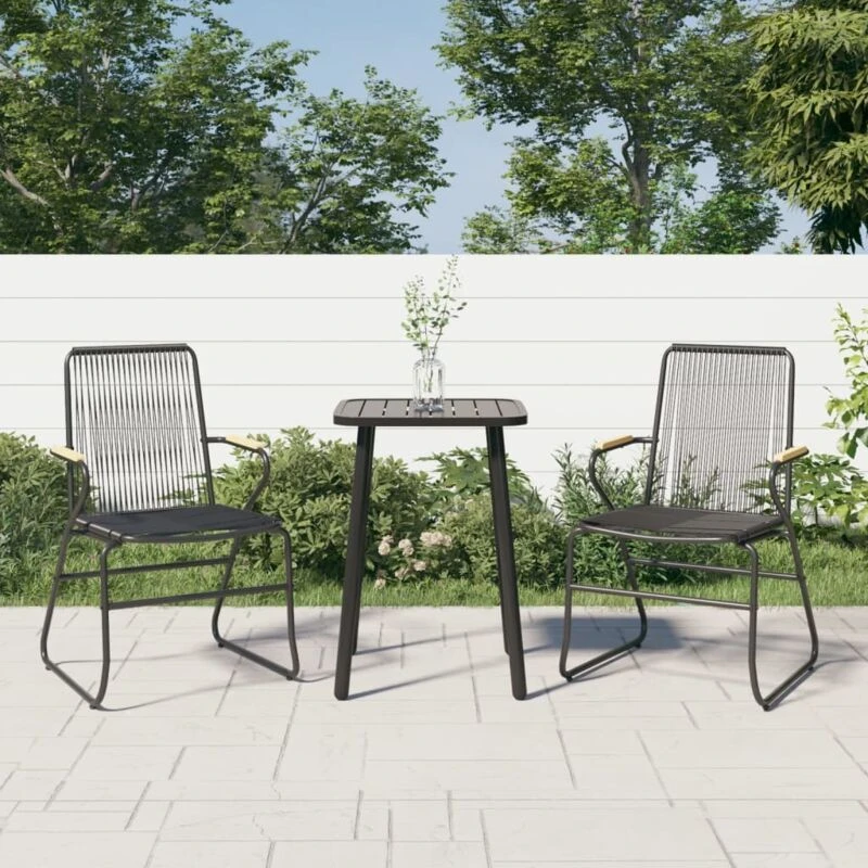 Image of VIDAXL Garden Chairs 2 pcs Black 58x59x85.5cm PVC Rattan vidaXL 8720286090350