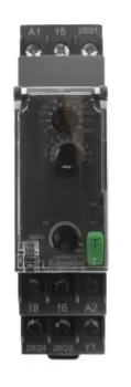 Image of Schneider Electric DPDT Timer Relay, OFF Delay, 24 240V ac/dc 0.05 1s, DIN Rail Mount