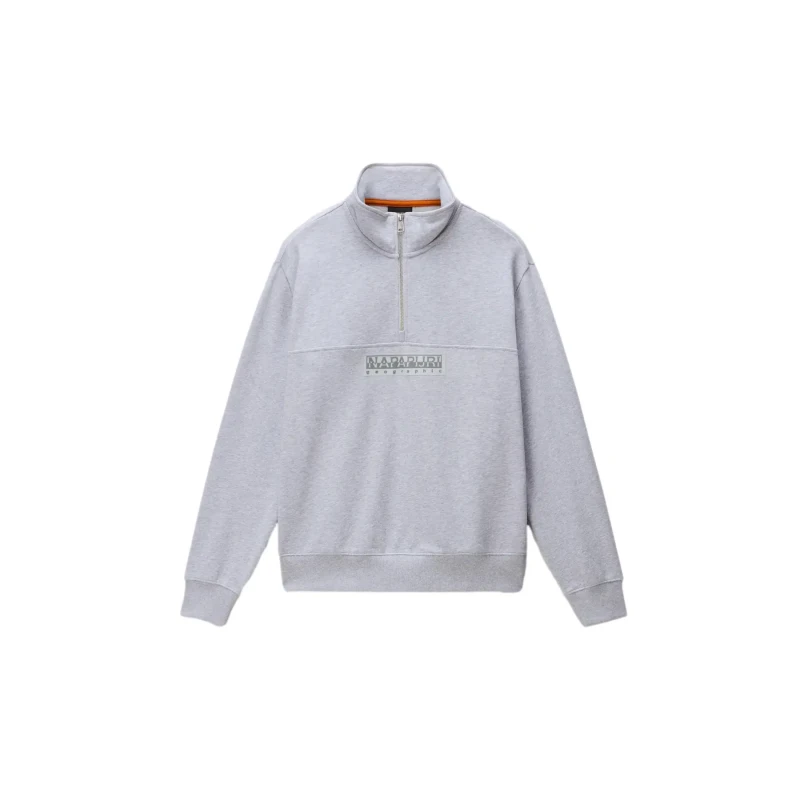 Image of Half Zip Sweatshirt in French Terry Napapijri Box Logo Gris Male S