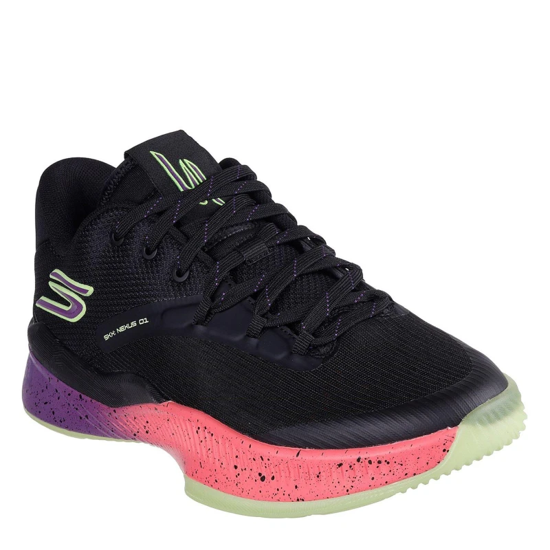 Image of Skechers Mens Nexus Basketball Trainers Black/Pink male 8 (42)
