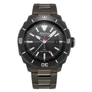 Image of Alpina Seastrong Diver Mens Black Titanium Bracelet Watch