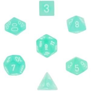 Image of Chessex Poly 7 Dice Set: Frosted Teal with White