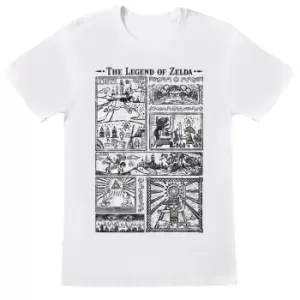 Image of Nintendo Unisex Adult Drawings Legend Of Zelda T-Shirt (L) (White)