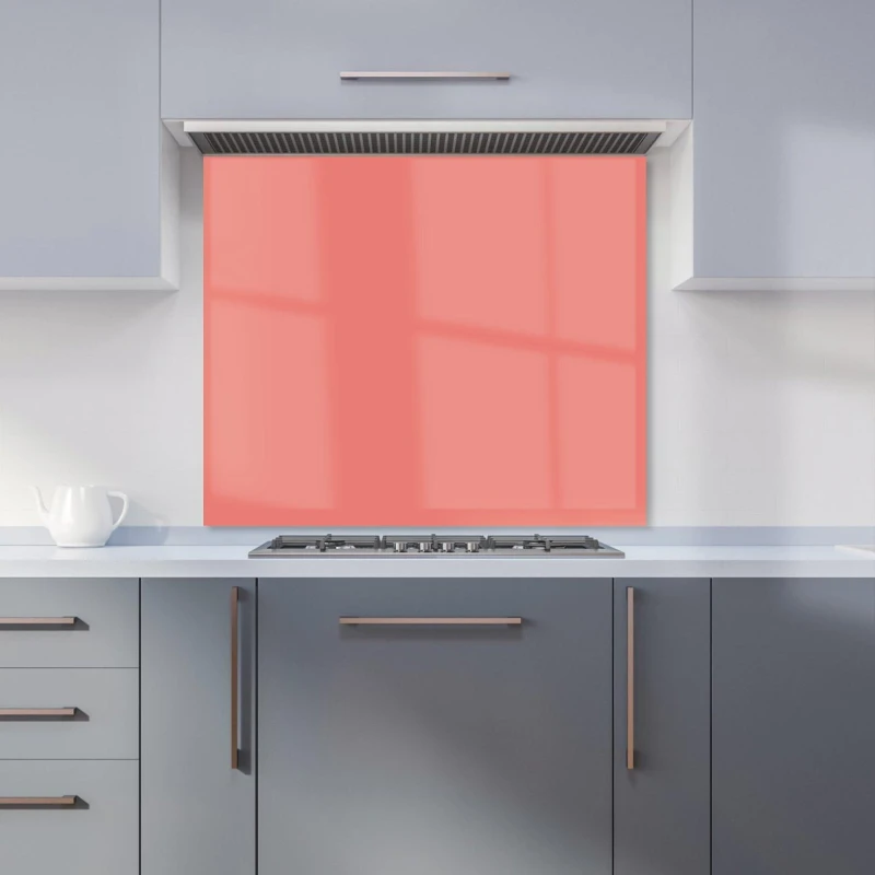 Image of Warren Reed - Designer Coral Pink Kitchen Splashback Size: 900mm x 750mm Pink Unisex 900mm x 750mm