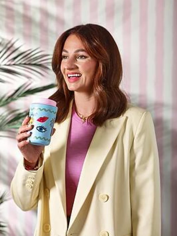 Image of ELEANOR BOWMER Electric Coast Eyes Travel Mug Multi-Coloured 350ml