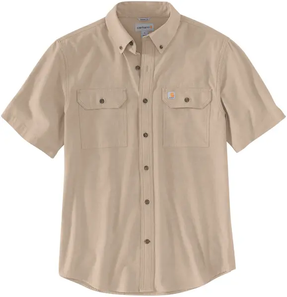 Image of Carhartt Loose Fit Midweight Chambray Short Sleeve Shirt, beige, Size M