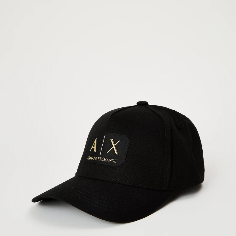 Image of Armani Exchange Mens AX Badge Baseball Cap Black UC001 male One Size