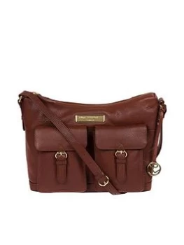 Image of Pure Luxuries London Chestnut 'Jenna' Leather Shoulder Bag - dark brown