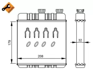 Image of NRF Heat Exchanger without pipe 54279 Heater Core,Heat Exchanger, interior heating OPEL,VAUXHALL,ZAFIRA B (A05),Zafira A (T98),Astra G CC (T98)