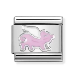 Image of Nomination CLASSIC Silvershine Flying Pig Charm 330204/17