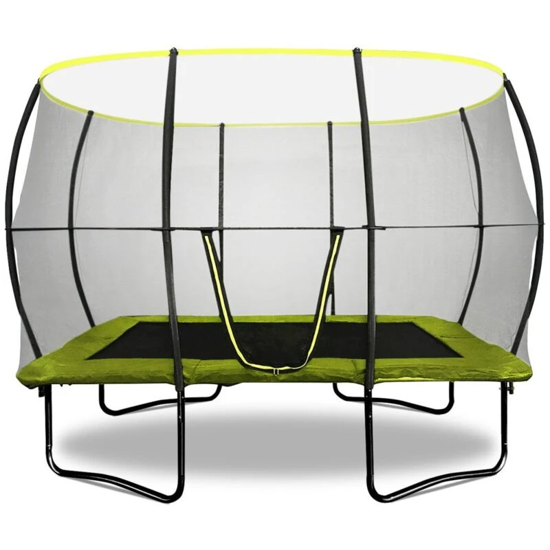 Image of Rebo Base Jump 2 Rectangular Garden Trampoline with Halo II Enclosure - 7 x 10ft Black