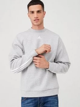Image of Adidas 3 Stripe Back Crew Sweat - Grey