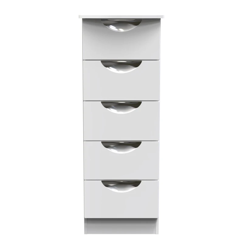 Image of Chelsea Ready Assembled Gloss White Mdf 5 Drawer Chest Of Drawers (H)1075mm (W)395mm (D)415mm