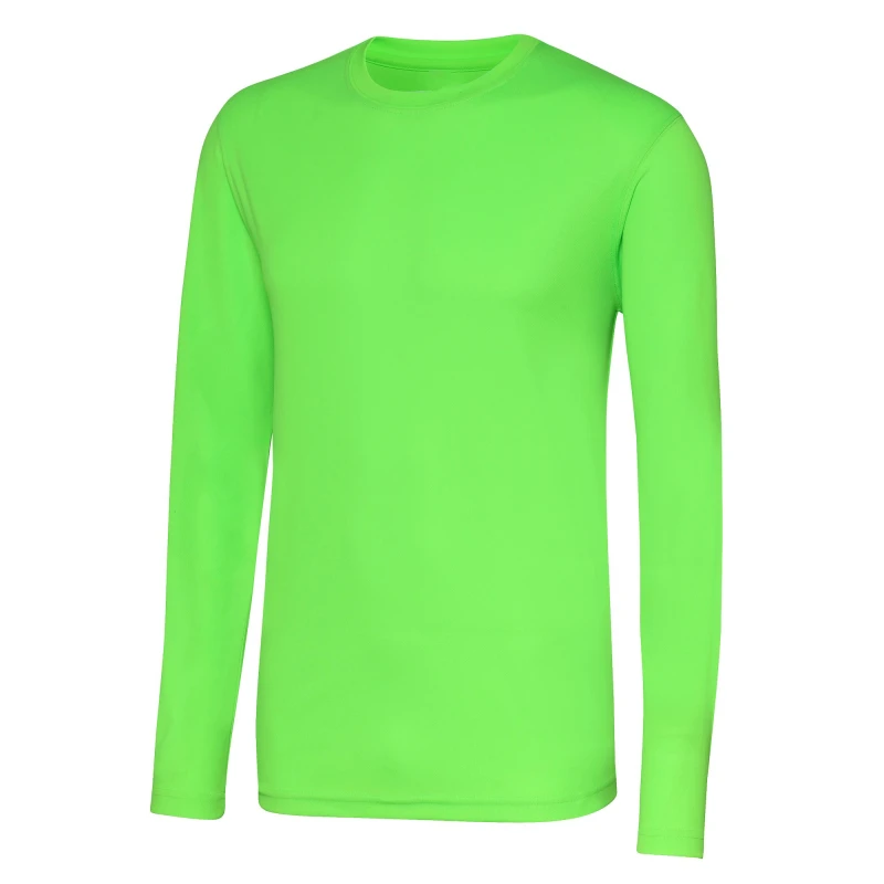 Image of AWDis AWDis Men Just Cool Long Sleeve Cool Sports Performance Plain T-Shirt in Green Size: Small Green S Male 5057819001778