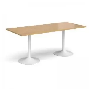 Image of Genoa rectangular dining table with white trumpet base 1800mm x 800mm