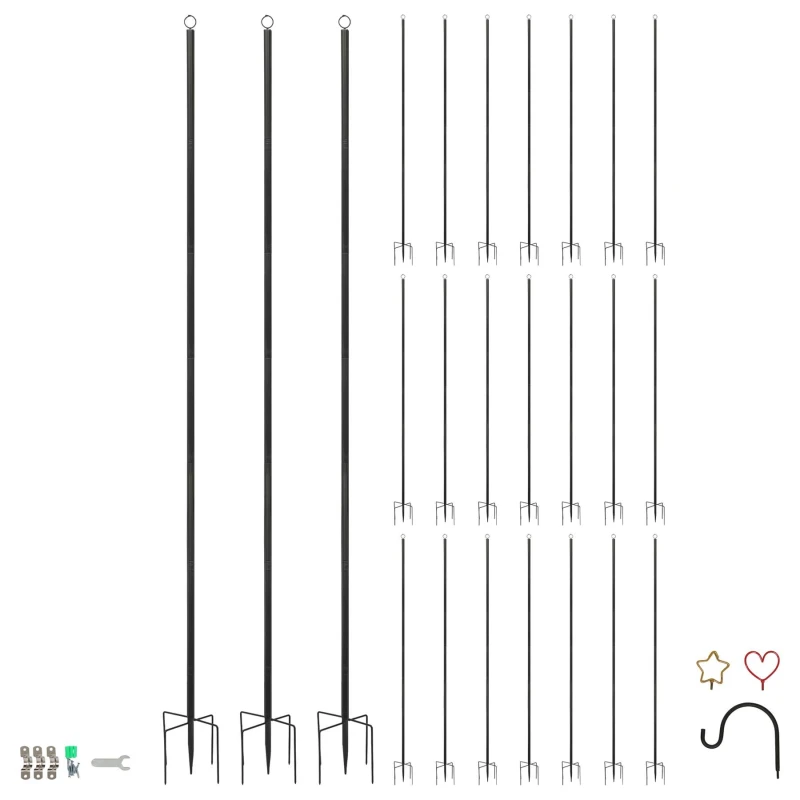 Image of Harbour Housewares Outdoor Iron Festoon Poles - 0.6-2.5M - Black - Pack of 24 Size: 24 Pack Black Unisex 24 Pack