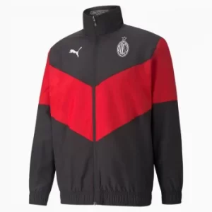 Image of PUMA AC Milan Prematch Mens Football Jacket, Black/Tango Red, size Small, Clothing