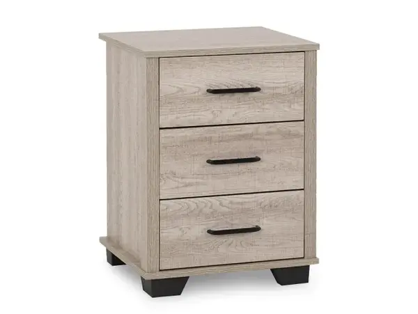 Image of Seconique Oliver Light Oak 3 Drawer Bedside Table