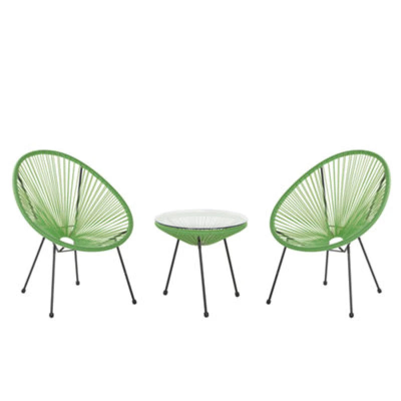 Image of Beliani Bistro Set Acapulco Ii Pe Rattan Green