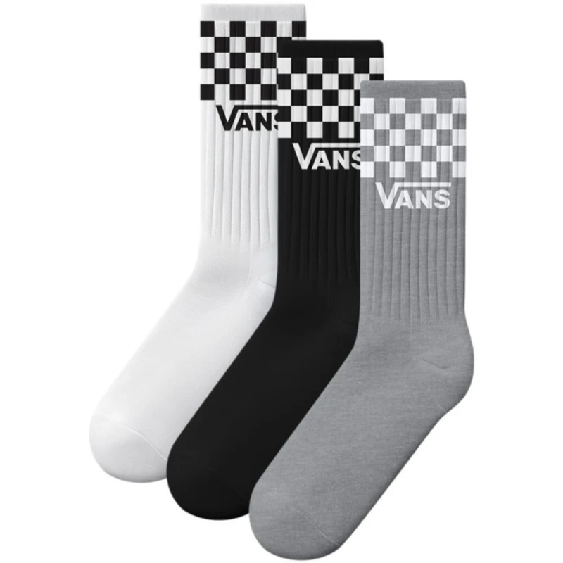 Image of Vans Mens Check Crew Socks Black White male 5.5 - 8