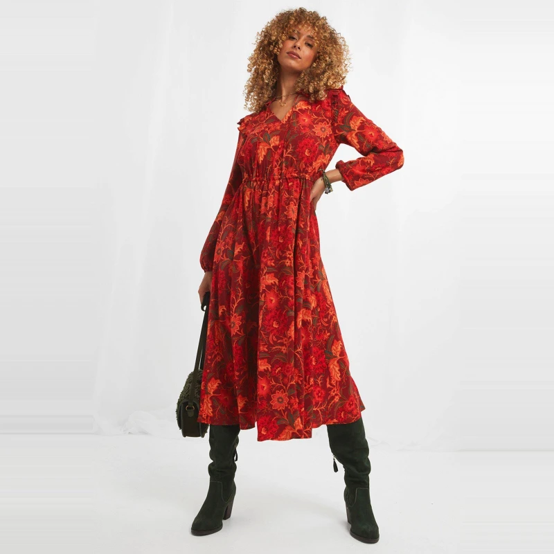 Image of Joe Browns Floral Midi Dress - Red Red 8