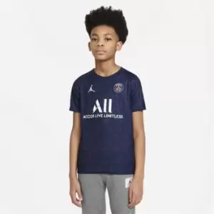 Image of Nike Paris Saint Germain x Jordan Pre Match Shirt 2021 2022 - Blue