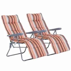 Image of Alfresco 5 Position Sun Lounger Set of 2, Brown