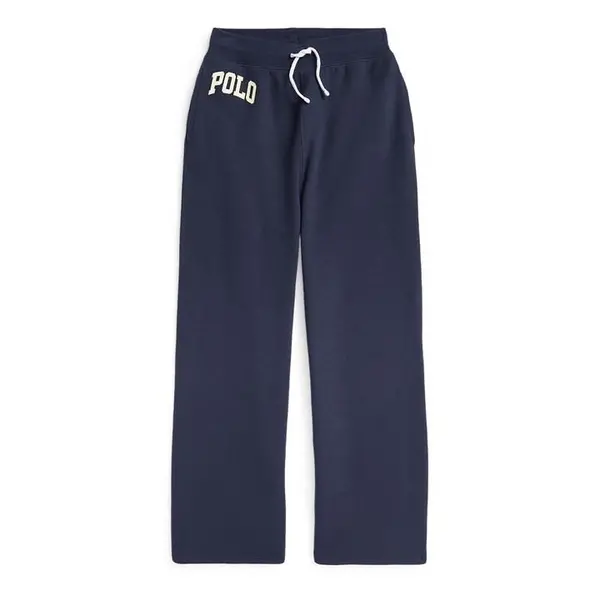 Image of Polo Ralph Lauren Logo Fleece Wide-Leg Tracksuit Bottoms Juniors - Blue L