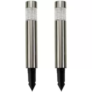 Image of 2 Stainless Steel Wave Solar Powered 10 Lumen Bollard Light Solar Path Lighting