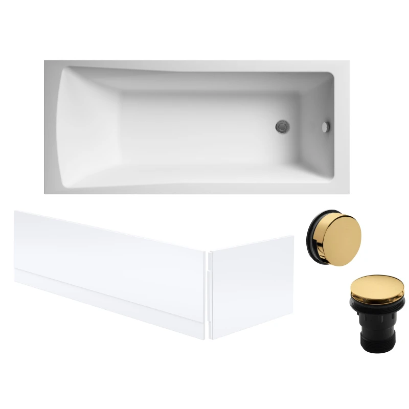 Image of Balterley Square Single Ended Bath Panels and Brushed Brass Waste 1700 x 700mm Bronze