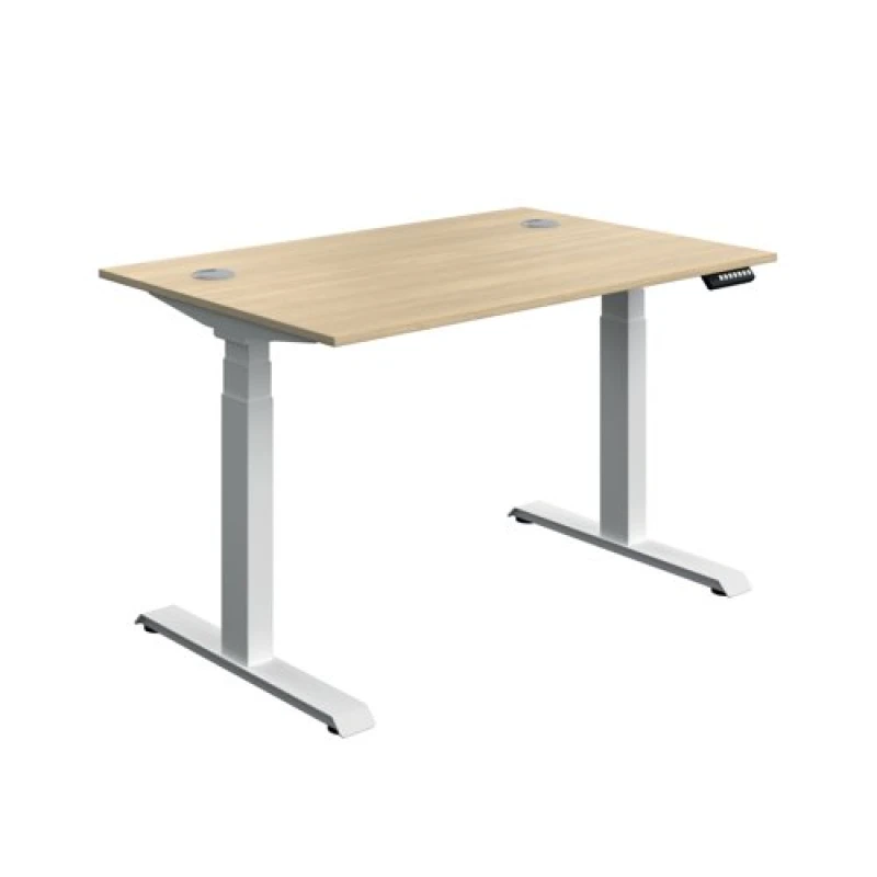 Image of Serrion Dual Motor Sit/Stand Desk 1200x800x630-1290mm Oak/White KF800334