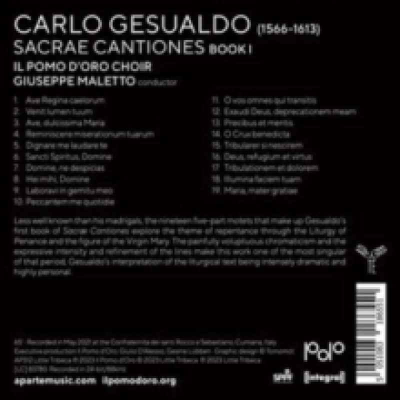 Image of Gesualdo: Sacr Cantiones (Liber Primus) CD / Album