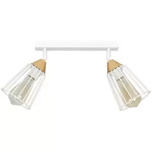 Image of Emibig Vesta White Twin Ceiling Spotlight Wire Dome Shades 2x E27