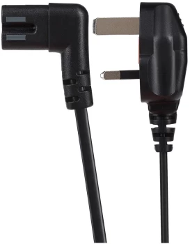 Image of Maplin IEC C7 Fig 8 2-Pin Angled Plug to UK 3-Pin Plug Power Supply Cable - 1.5m