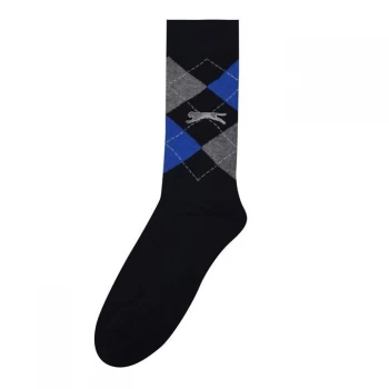 Image of Slazenger Argyle Golf Socks 3 Pack Mens - Navy/Grey
