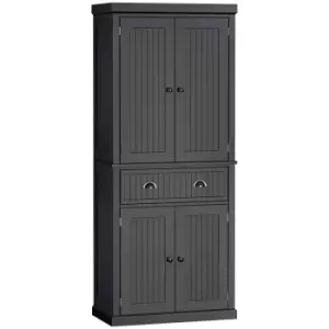 Image of HOMCOM Freestanding Kitchen Storage Cabinet Drawers Cupboards Shelves - Black