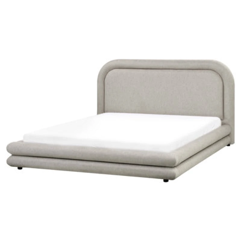 Image of Beliani Bed Faux Linen Lavardens 160 X 200 Cm (Eu King Size) Taupe