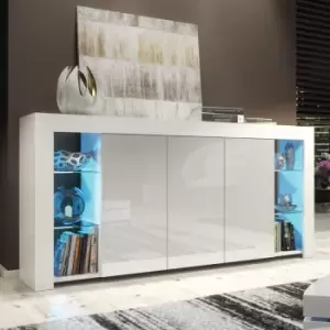 Image of Sideboard tv Unit Display Cabinet Cupboard tv Stand Living Room High Gloss Doors - White - White