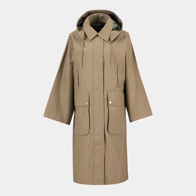 Image of Barbour Womens Maude Waterproof Detachable Hood Long Sleeve Rain Anorak Military/Ancnt female 14 (L)