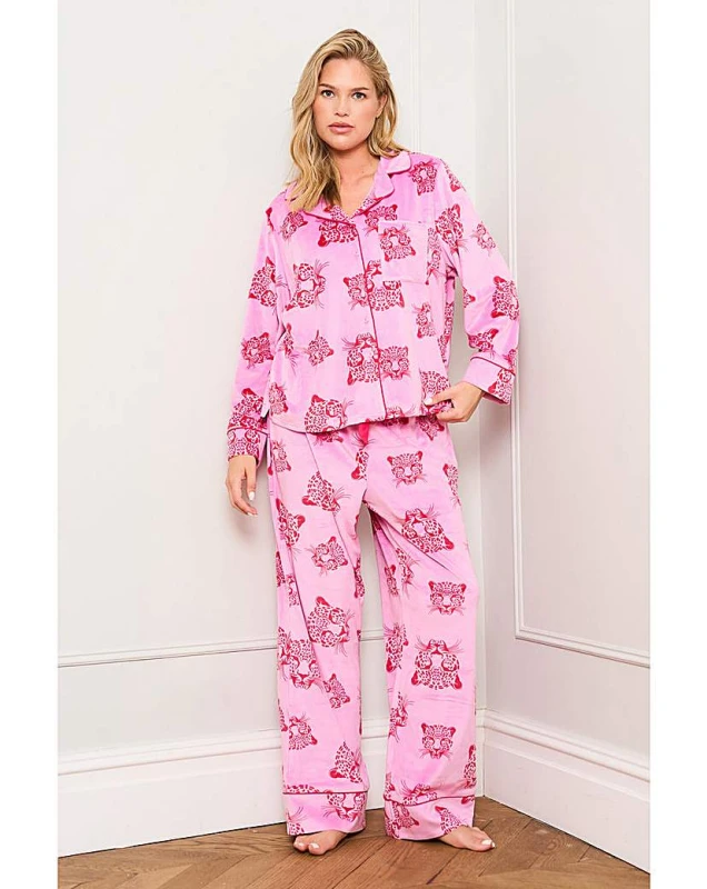 Image of Jim Jam The Label Large Tiger Print Pyjama Set Pink - Jim Jam The Label - Size: L Pink Female L MO50103