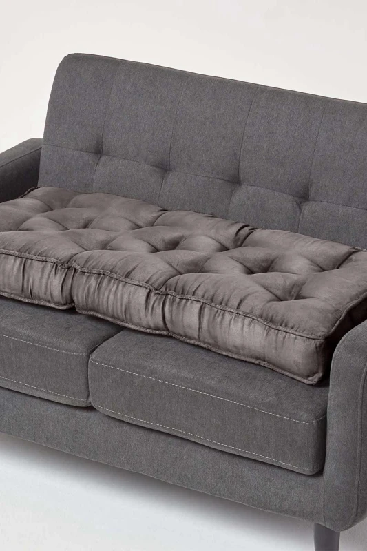 Image of Homescapes Faux Suede 2 Seater Booster Cushion Grey