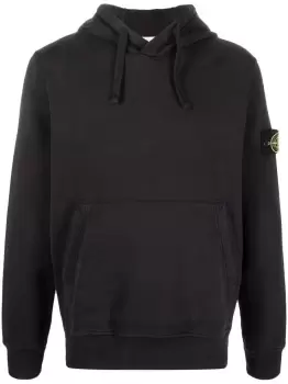 Image of STONE ISLAND Logo Patch Hoodie Black