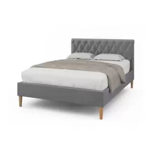 Image of Crazy Price Beds Cosford Grey Velvet Scrolled King Bed