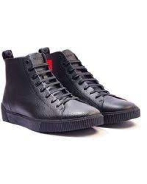 Image of Hugo Boss Zero Red Patch Logo High Top Trainers Black Size 10 Men