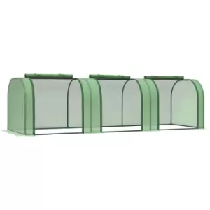 Image of Tunnel Greenhouse Steel Frame for Garden Backyard w/ Zipper Doors - Green - Outsunny