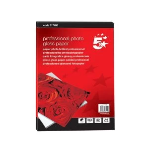 Image of 5 Star Photo Inkjet Paper Gloss 265gsm A4 White 50 Sheets